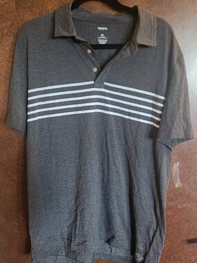 Men's XL Grey and White Striped Polo